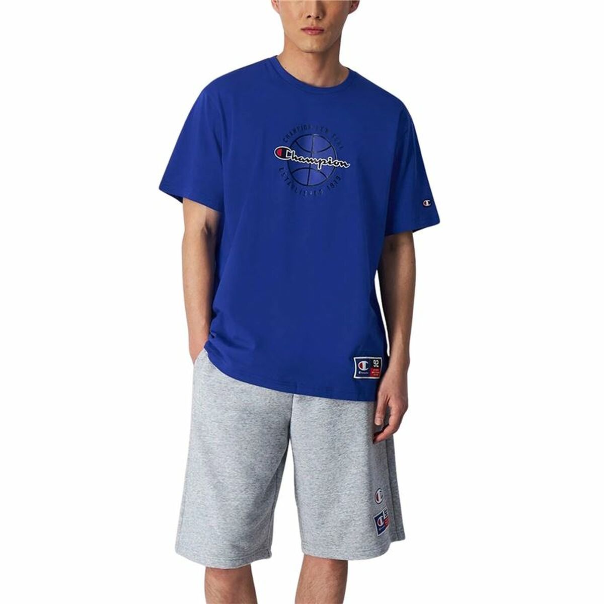 Test terrain : T-shirt à manches courtes homme Champion Crewneck Bleu