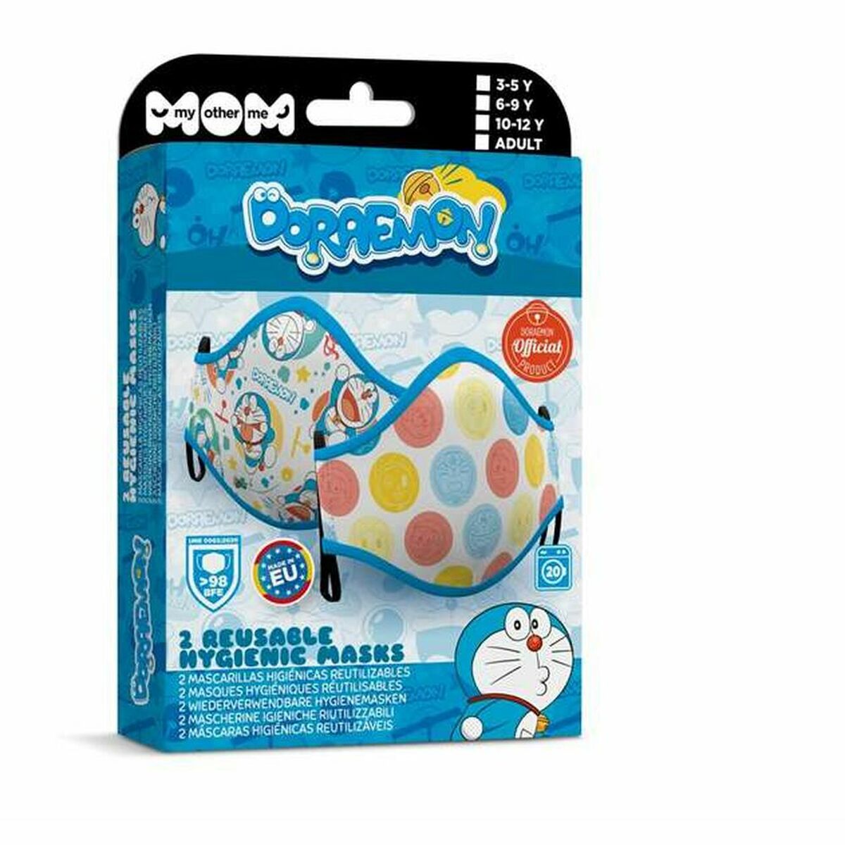 Les points forts de Masque en tissu hygiénique réutilisable My Other Me Doraemon Premium 10-12 Ans