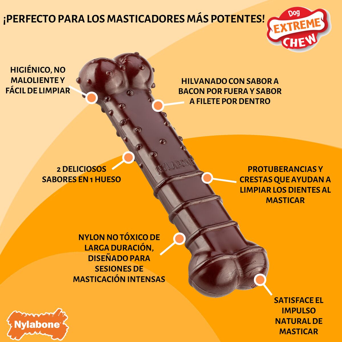 Os Nylabone Marron Bacon M