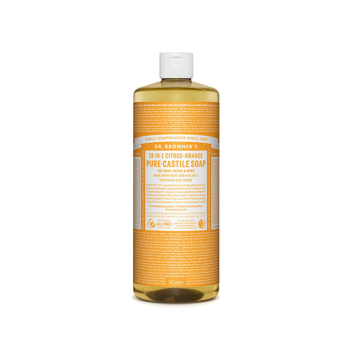 Savon liquide Dr Bronner's 18 in 1 Citrus Orange 945 ml
