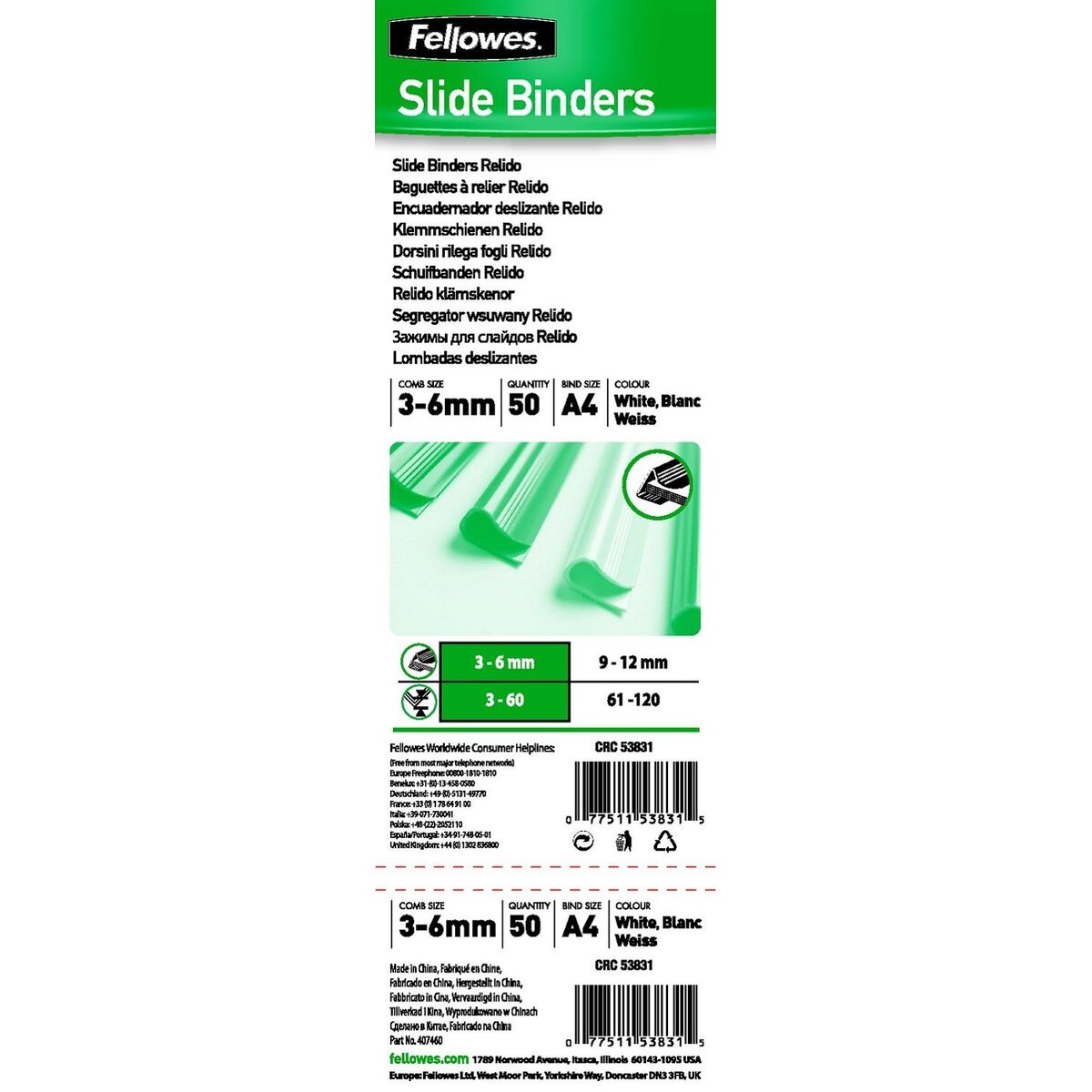 Couvertures de reliure Fellowes A4 Plastique Blanc (50 Unités)