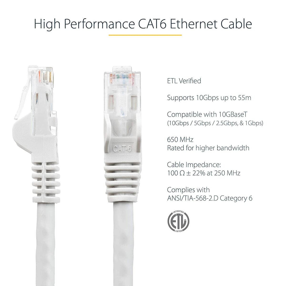 Câble Réseau Rigide UTP 6ème Catégorie Startech N6PATC7MWH Blanc 7 m