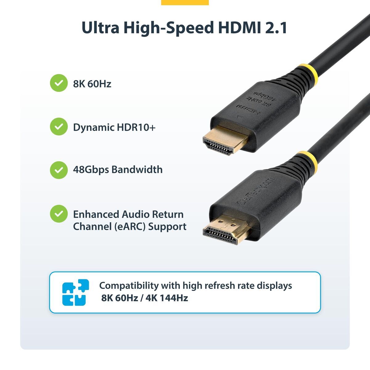 Câble HDMI Startech HDMI21-CBL-8K60-50CM Noir