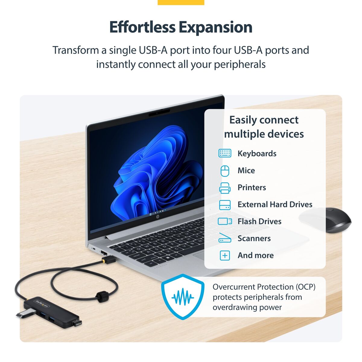 Hub USB Startech H5A4A-USB-HUB-2 Noir