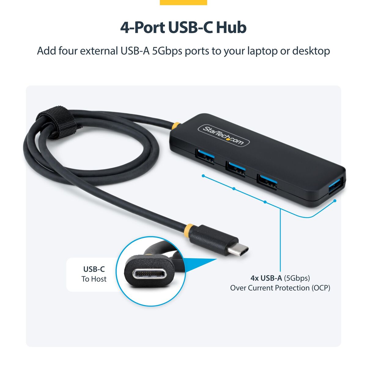 Hub USB Startech H5C4A-USB-HUB-2 Noir