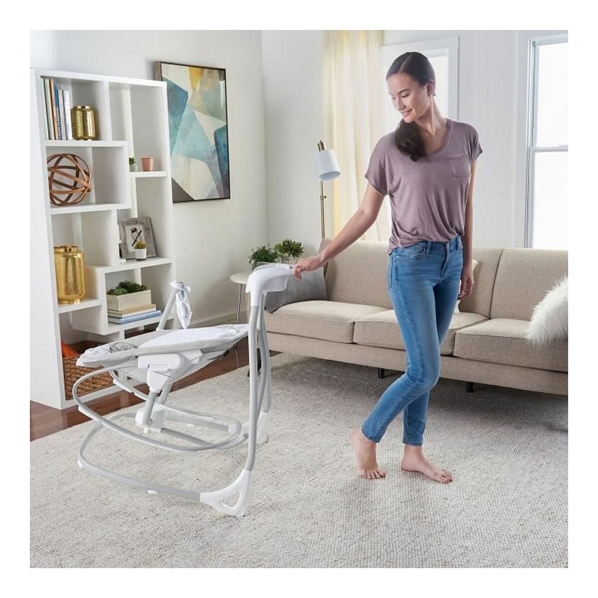 Fauteuil à Bascule Ingenuity 2-in-1 Swing Lounger - Raylan Gris Blanc