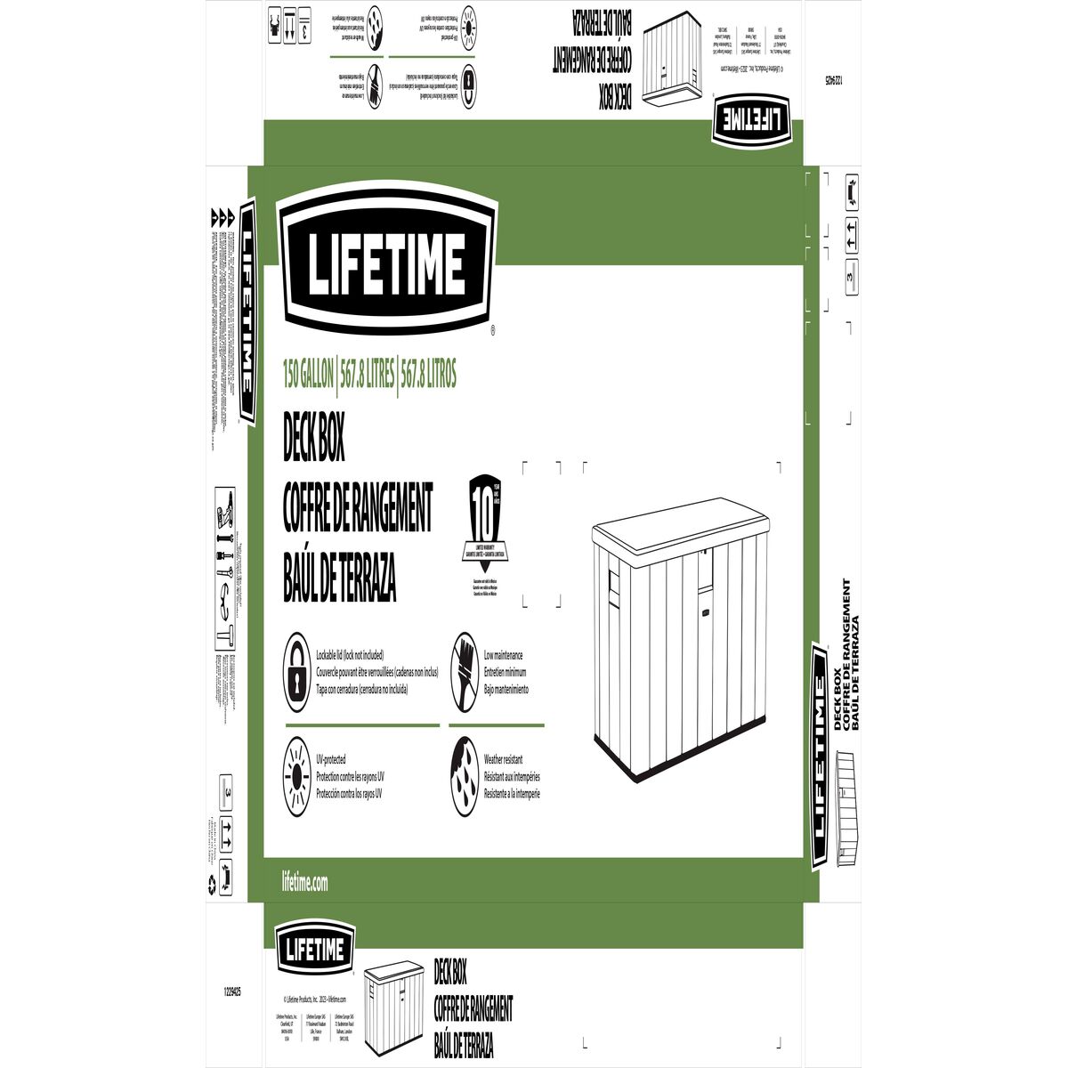 Coffre de jardin Lifetime Marron 570 L 150 x 69 x 72 cm Acier Plastique