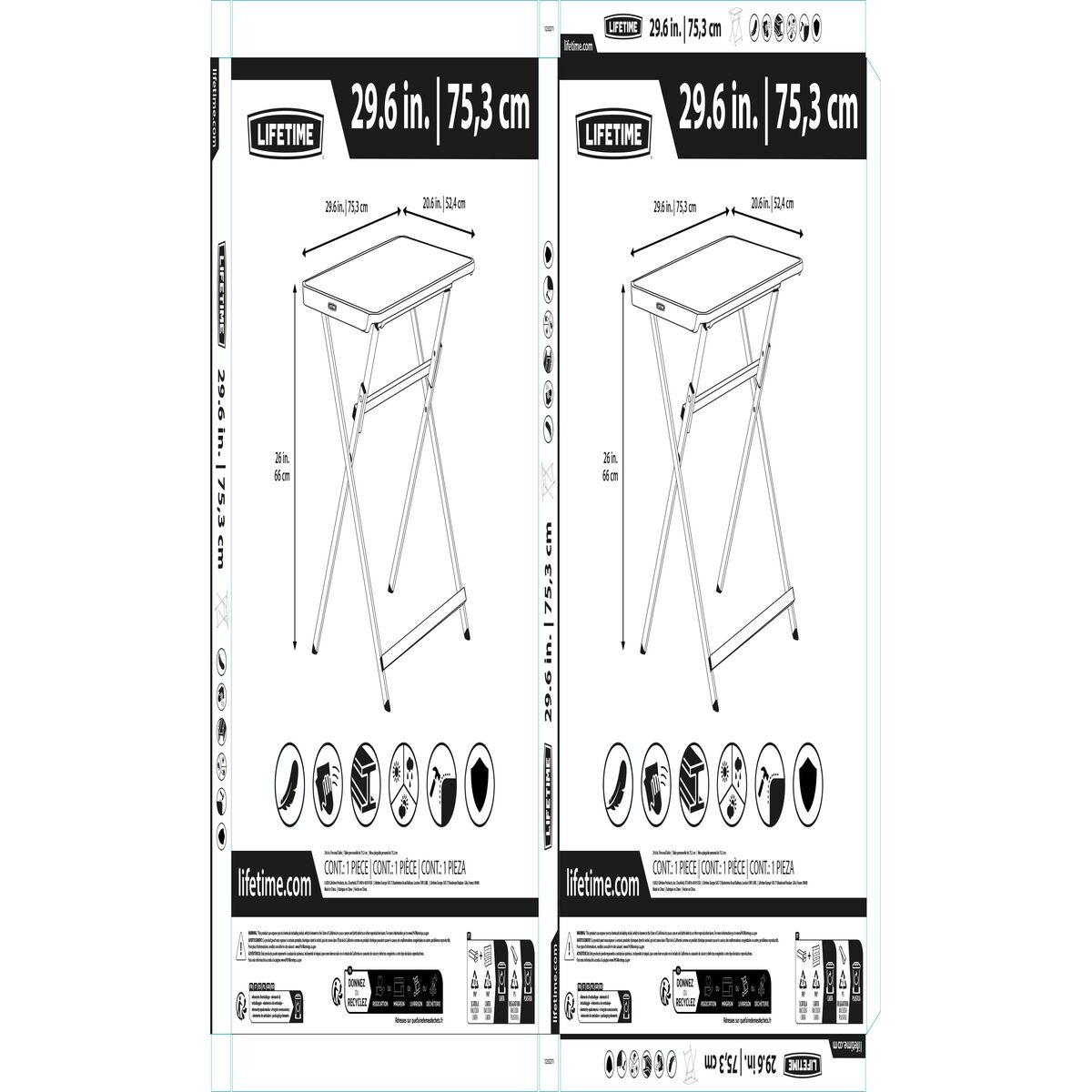 Table d'appoint Lifetime Noir 75 x 66 x 50,5 cm Acier Plastique