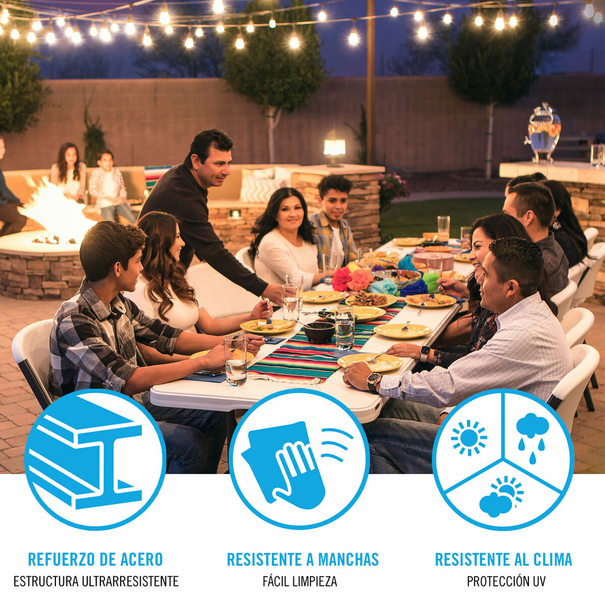 Table Piable Lifetime Blanc 244 x 74 x 76 cm