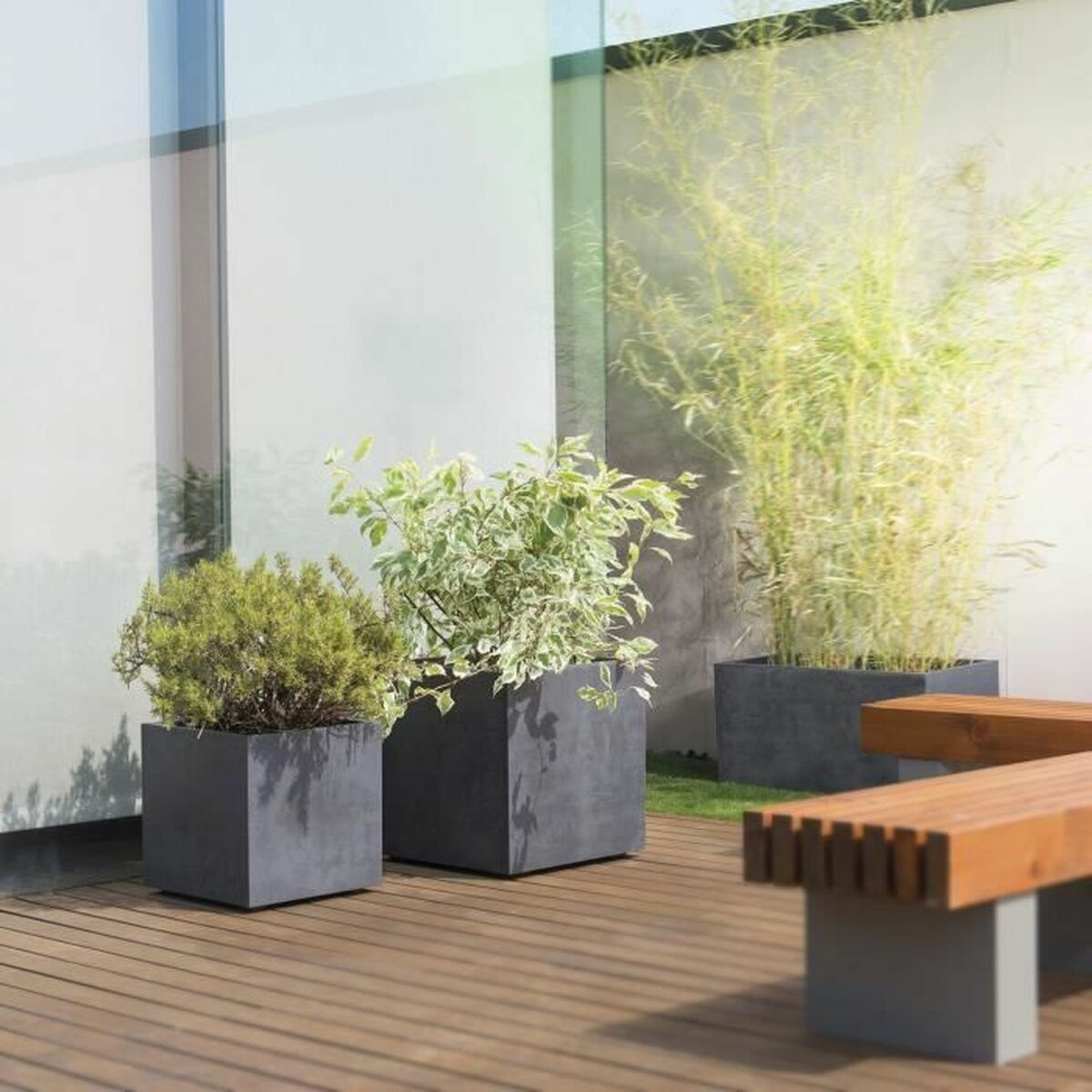 Jardinière auto-arrosante Deroma Anthracite 79 cm Plastique Rectangulaire