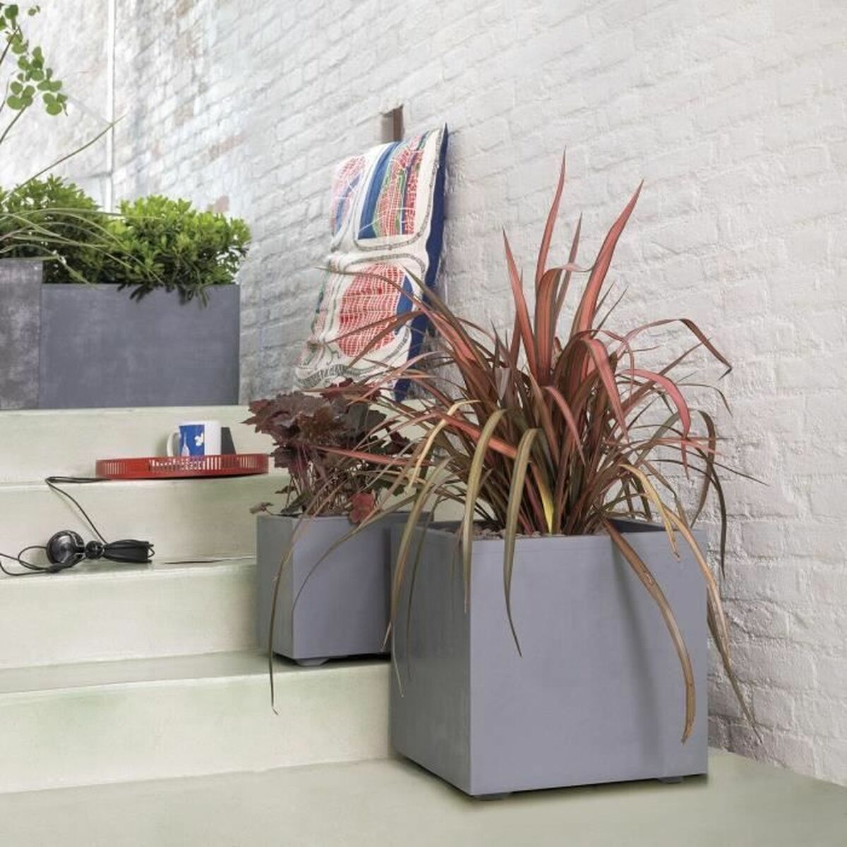 Pot Deroma Gris 25 cm Plastique Carré Seau Ø 25 cm