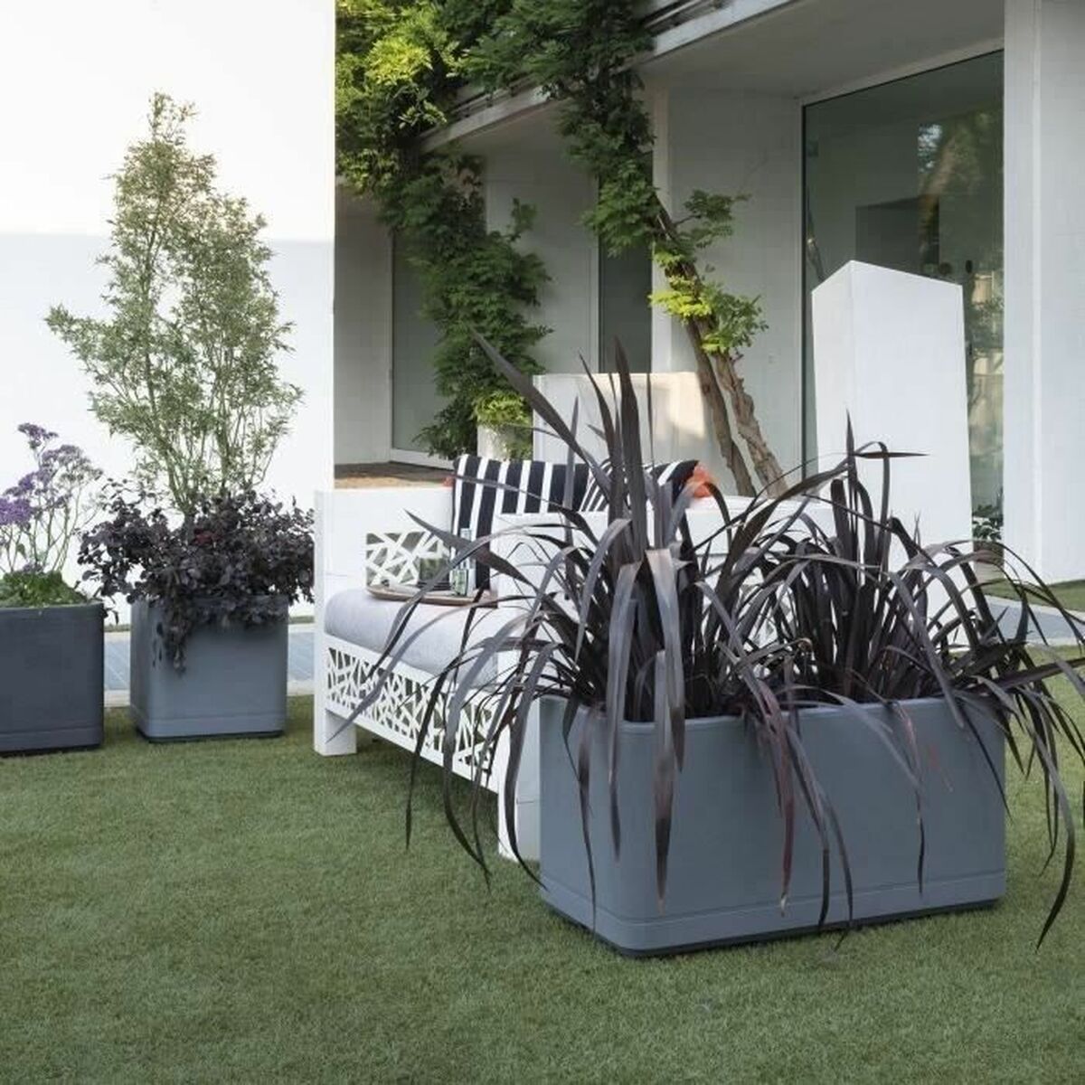 Jardinière auto-arrosante Deroma Gris 78 x 38 x 39 cm Plastique Rectangulaire Ø 78 cm