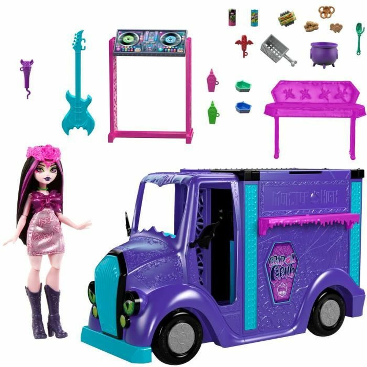 Poupon avec accessoires Monster High Tour Bus Rock Sang-sationnel