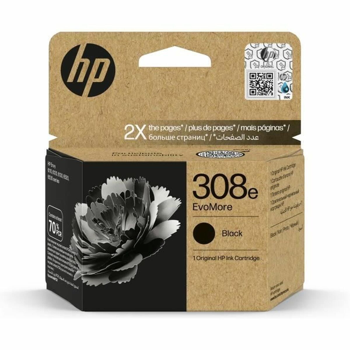 Cartouche d'encre originale HP SERIES 6110, 6120, 6130, 6520, 6530 - Nº 308E Noir