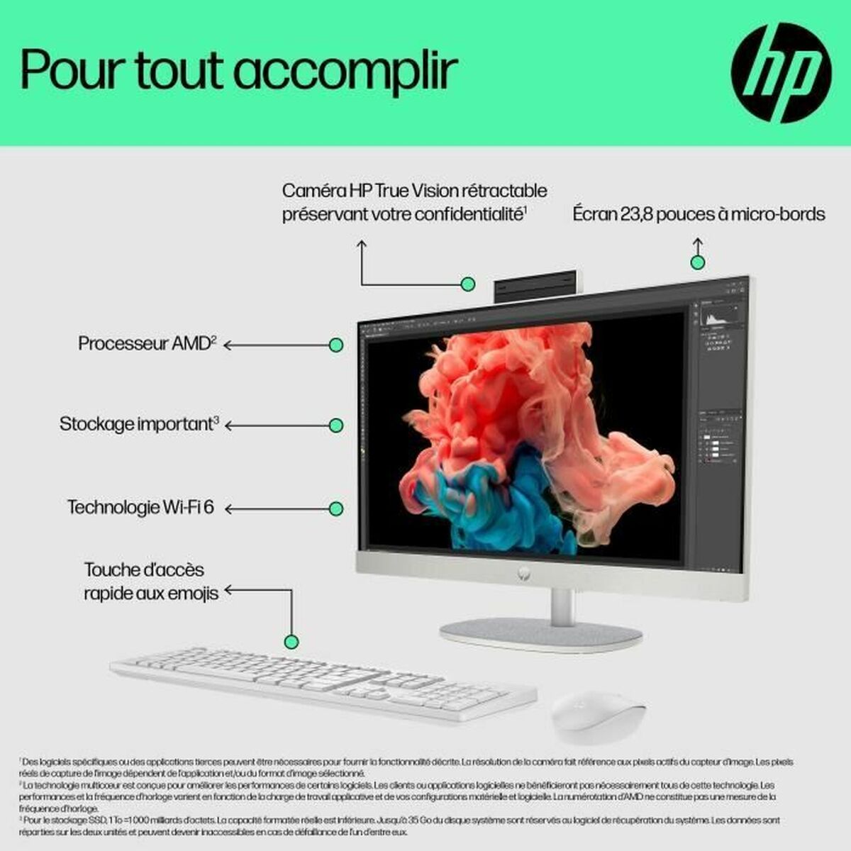 Tout en Un HP 24-cr0081nf 16 GB RAM 23,8" AMD Ryzen 7 7730U 512 GB