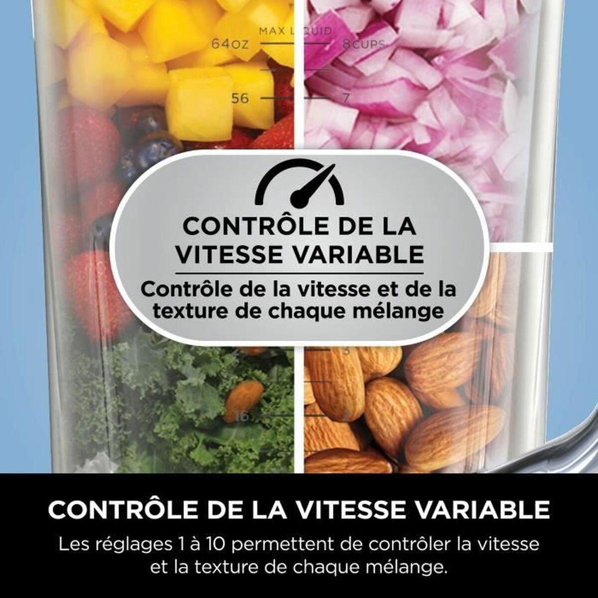 Bol mixeur NINJA Noir Acier 1200 W 2,1 L