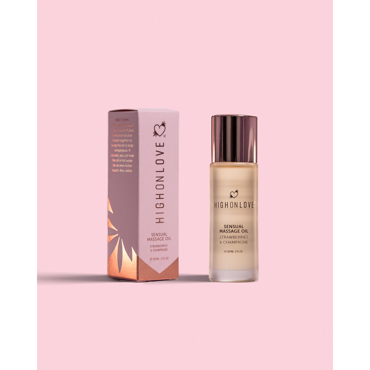 Huile de massage érotique Highonlove Fraise Vin Mousseux à la Fraise 30 ml