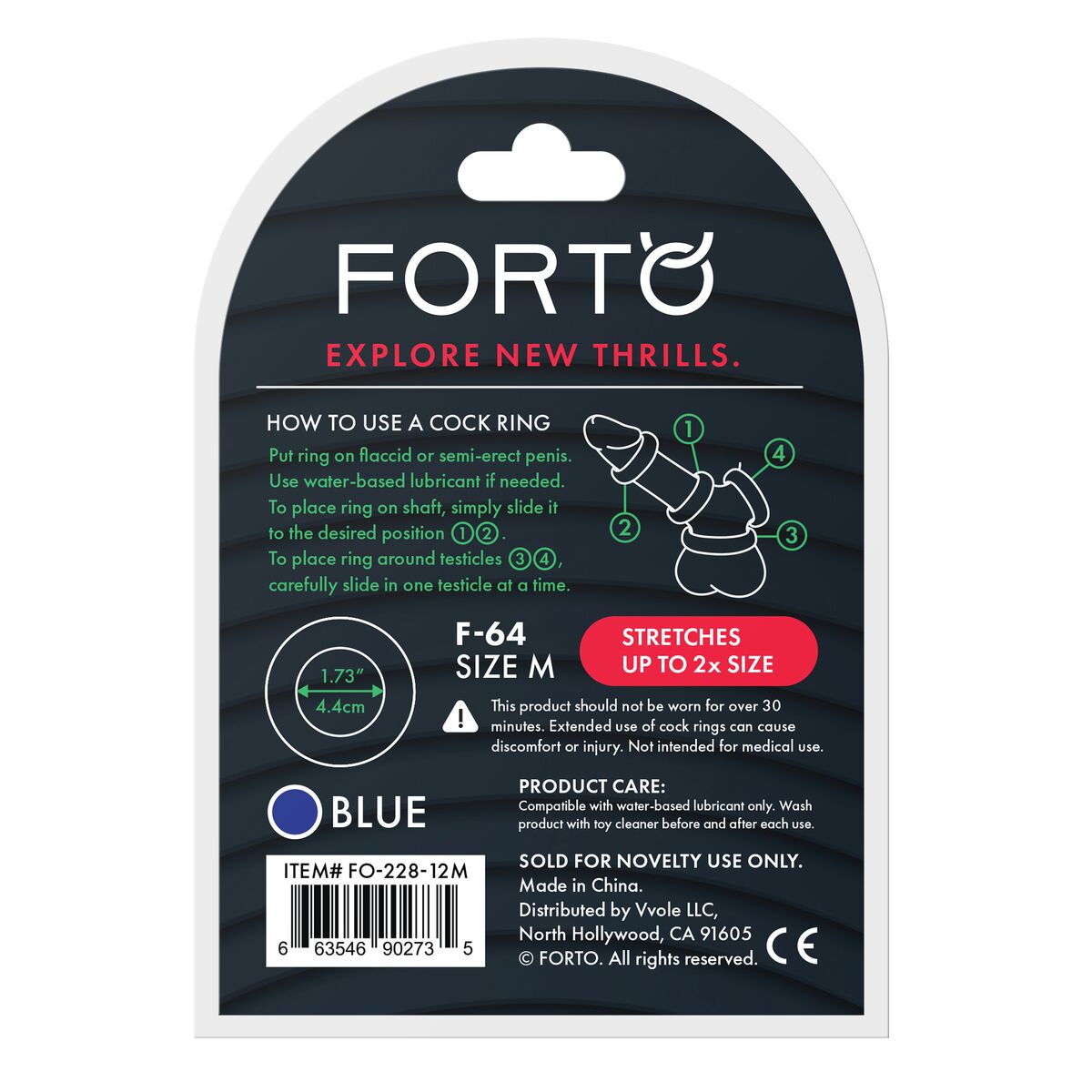 Anneau Pénis Forto Bleu M Ø 45 mm