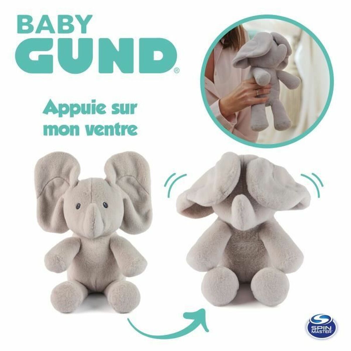 Jouet Peluche Spin Master FLAPPY Gris Tissu Peluche Eléphant