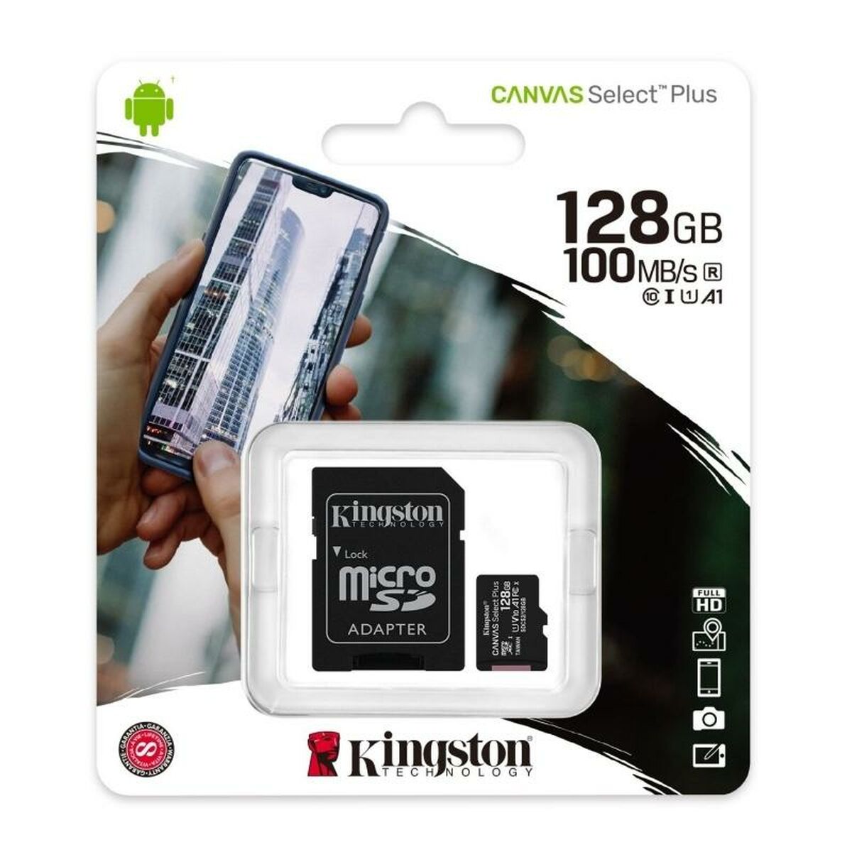Carte Mémoire Micro SD avec Adaptateur Kingston Canvas Select Plus exFAT 128 GB