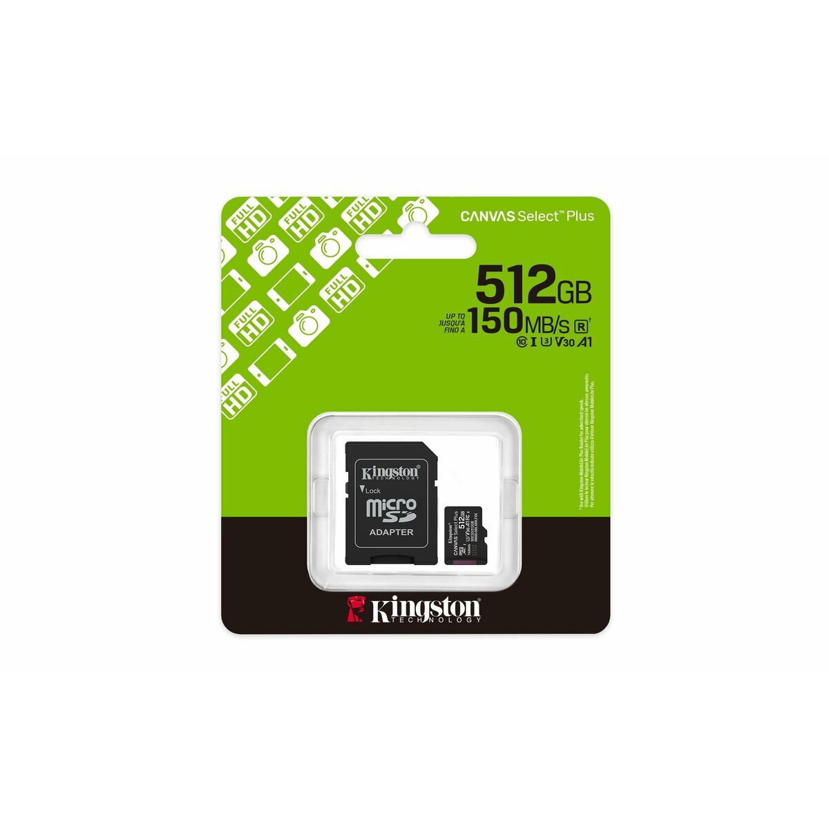 Carte Mémoire Micro SD avec Adaptateur Kingston SDCS3/512GB 512 GB