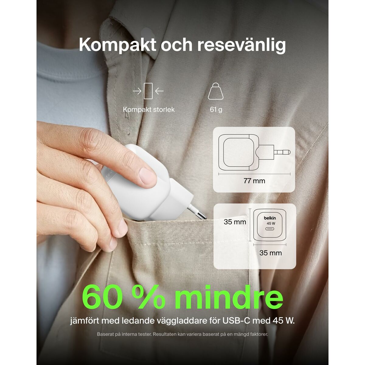 Chargeur mural Belkin WCA013KQ1MWH-B6 Blanc