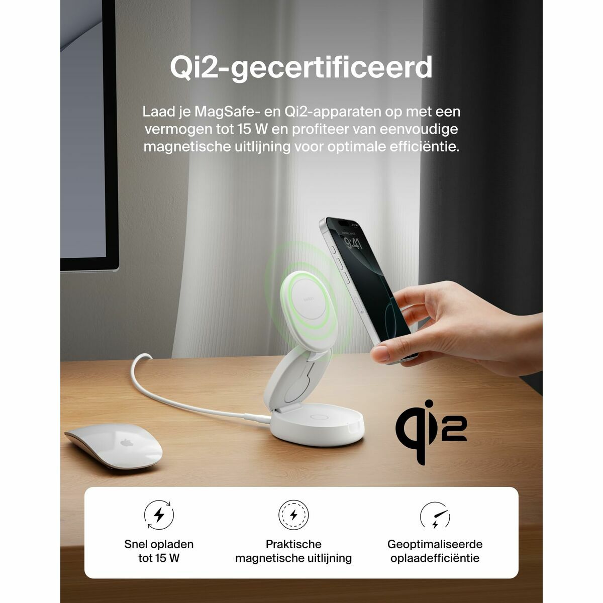 Chargeur sans fil Belkin WIZ034KQWH Blanc