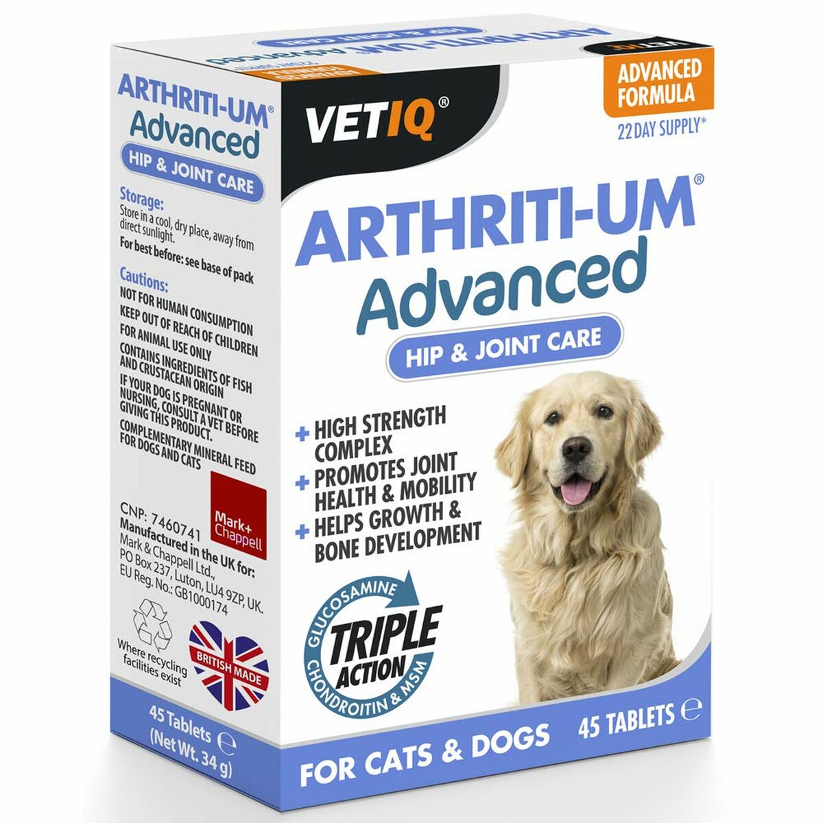 Complément et vitamines Mark & Chappell VETIQ ARTHRITI-UM ADVANCED