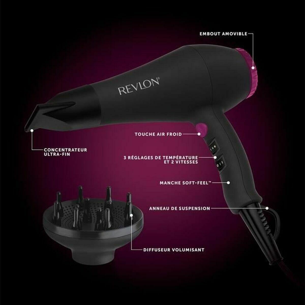 Sèche-cheveux Revlon RVDR5251E Noir 2000 W