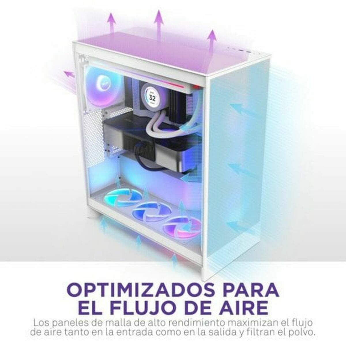 Boîtier ATX semi-tour NZXT H7 Flow RGB Midi Blanc