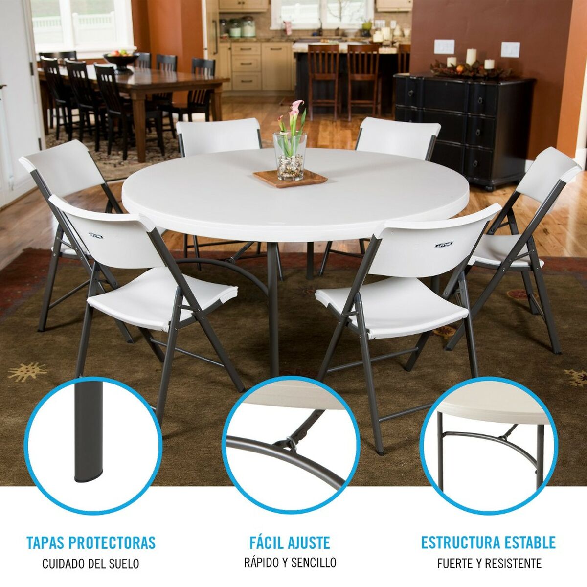 Table d'appoint Lifetime Crème 152 x 74 x 152 cm Acier Plastique