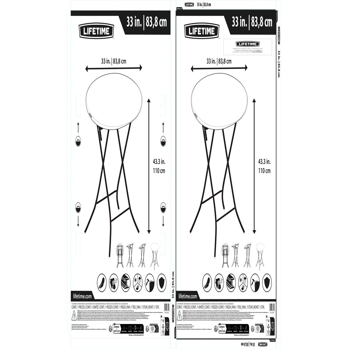 Table d'appoint Lifetime Crème 84 x 110 x 84 cm Acier Plastique