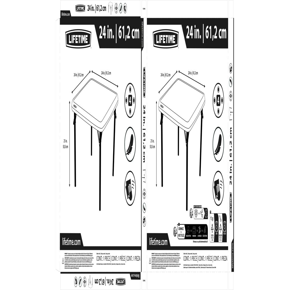 Table pour enfant Lifetime Blanc Pliable 61 x 53,5 x 61 cm Acier Plastique