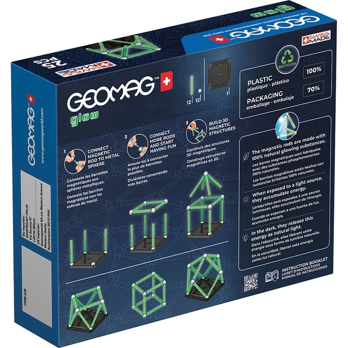 Playset Geomag Glow Recycled 25 Pièces