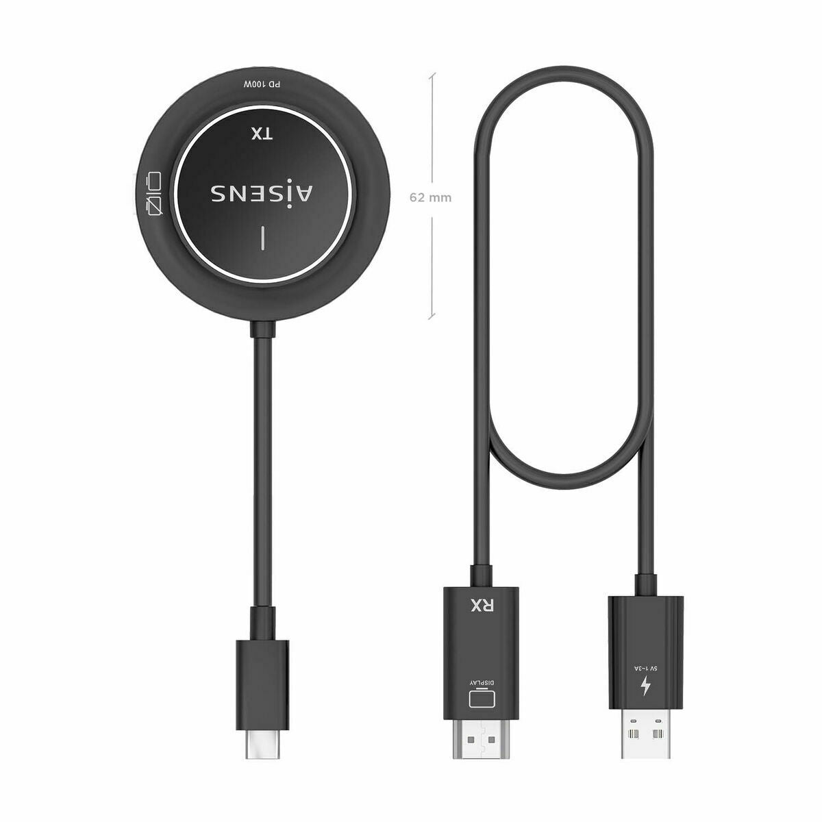 Câble USB-C vers HDMI Aisens ASWL-H2KC30M004-BK Noir