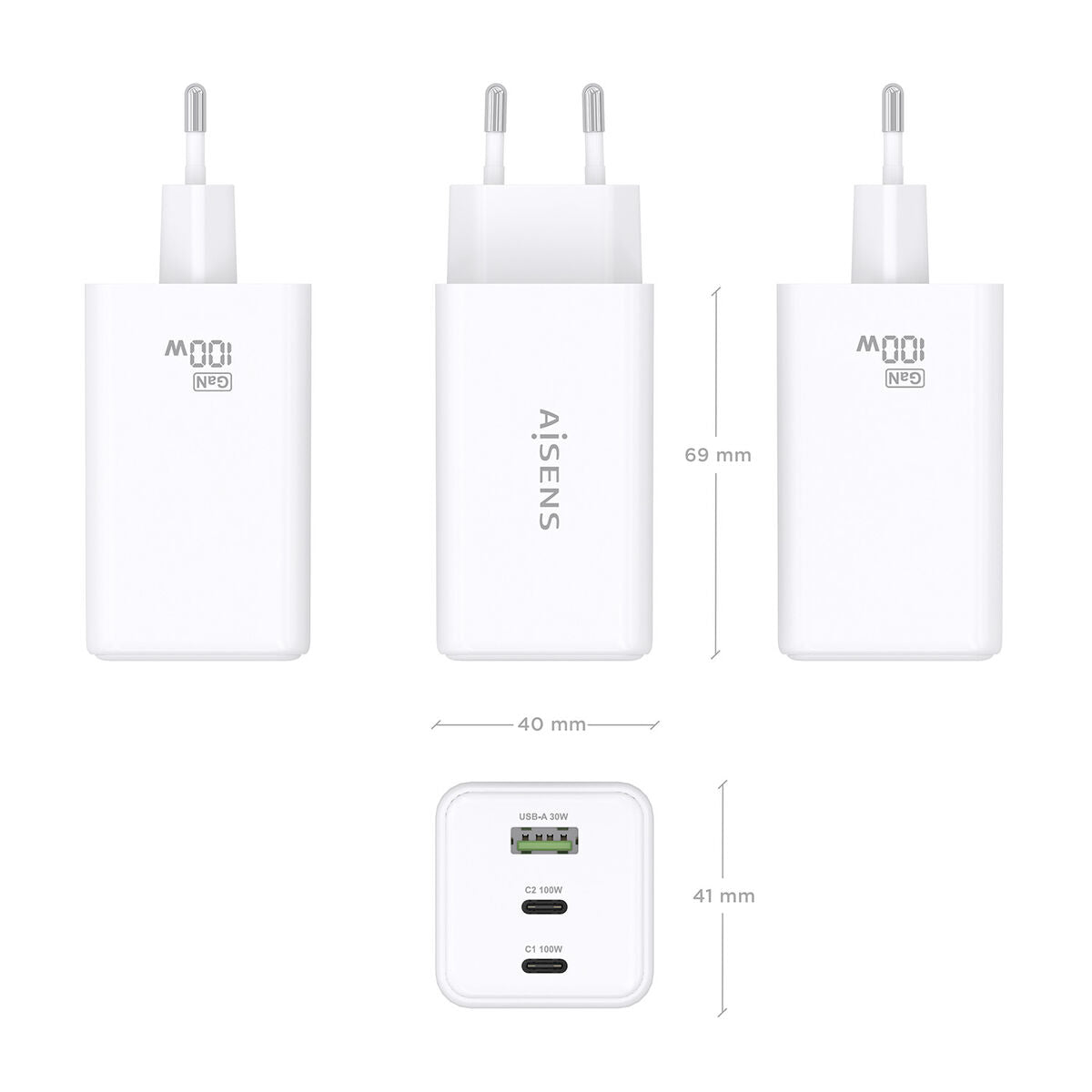 Chargeur sans fil Aisens ASCH-100W3P051-W Blanc 100 W