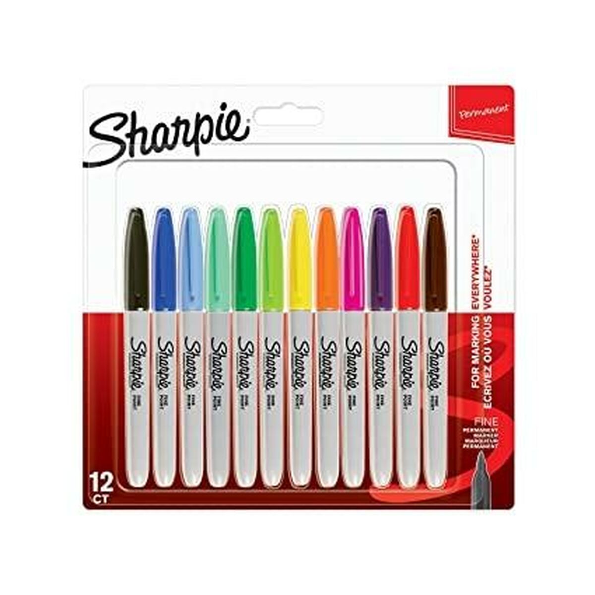Ensemble de Marqueurs Sharpie 2065404 Multicouleur 1 mm 12 Pièces