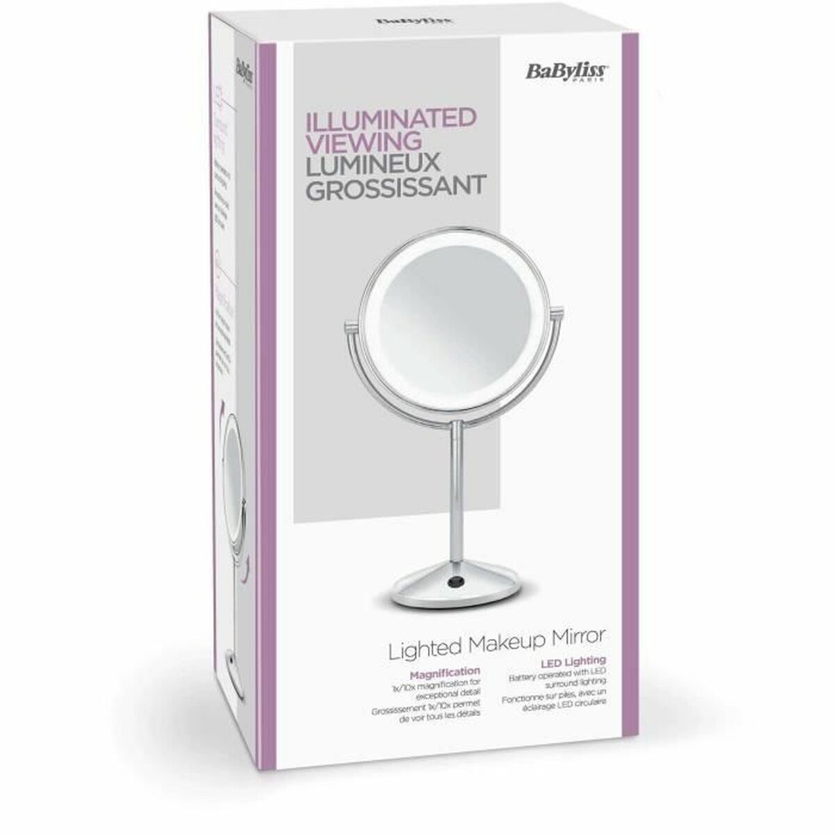 Miroir Grossissant avec LED Babyliss 9436E Acier Acier inoxydable Double face
