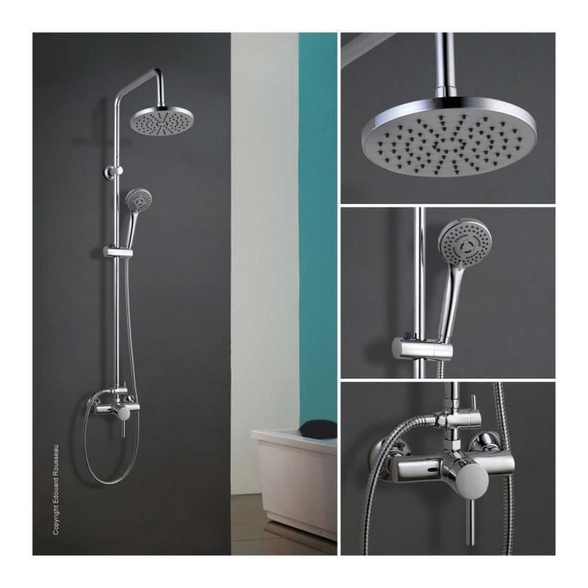 Colonne de douche Rousseau Gris Chrome 22 mm 150 mm