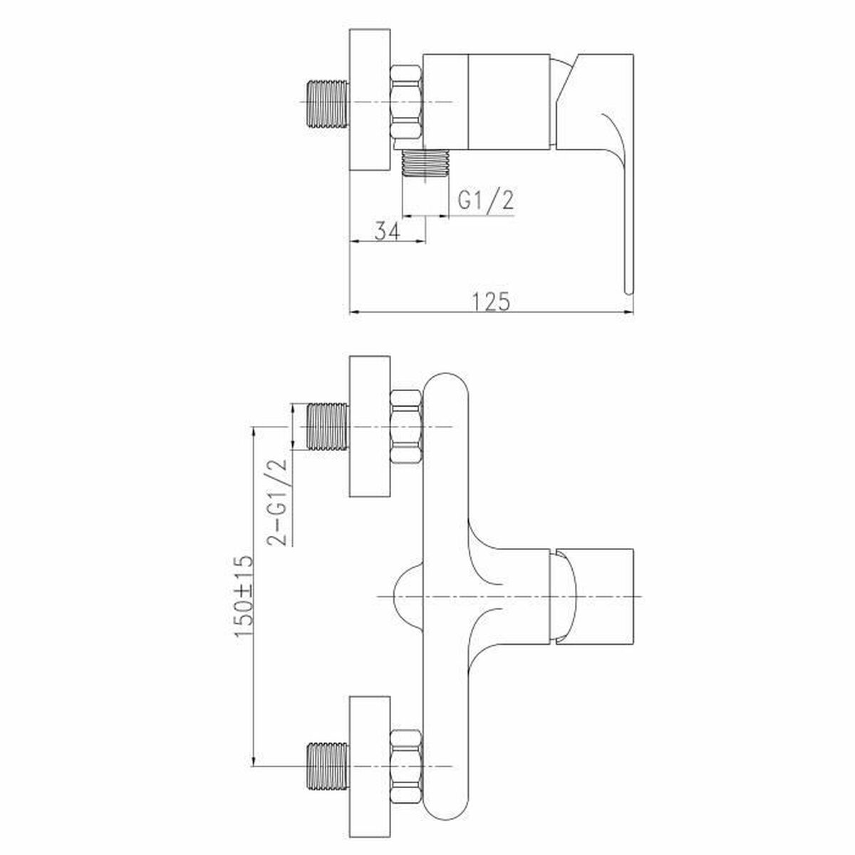 Mitigeur de douche Rousseau Northern Gris Métal 150 cm 150 mm 13 x 10 x 21 cm