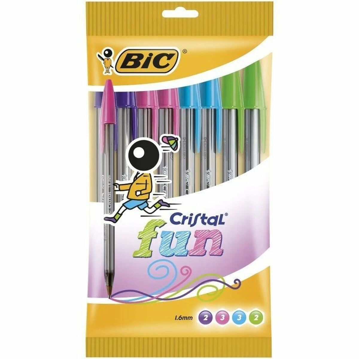 Ensemble de Stylos Bic Cristal Fun 921342 Multicouleur 10 Pièces (10 Unités)