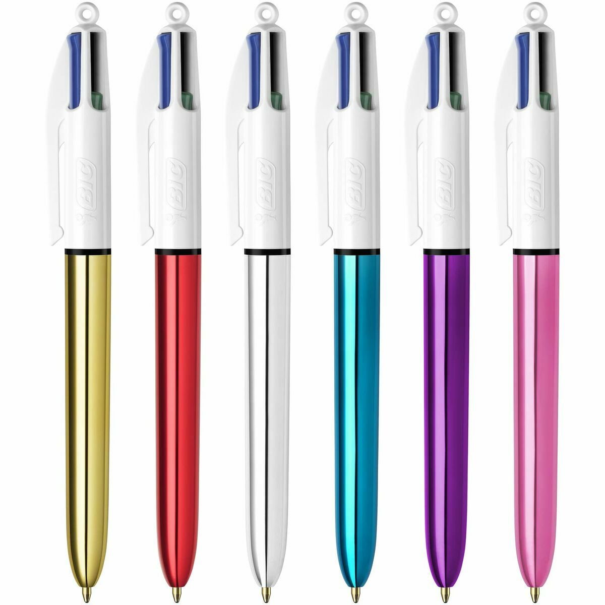 Ensemble de Stylos Bic Shine Silver Blanc Multicouleur (12 Pièces)