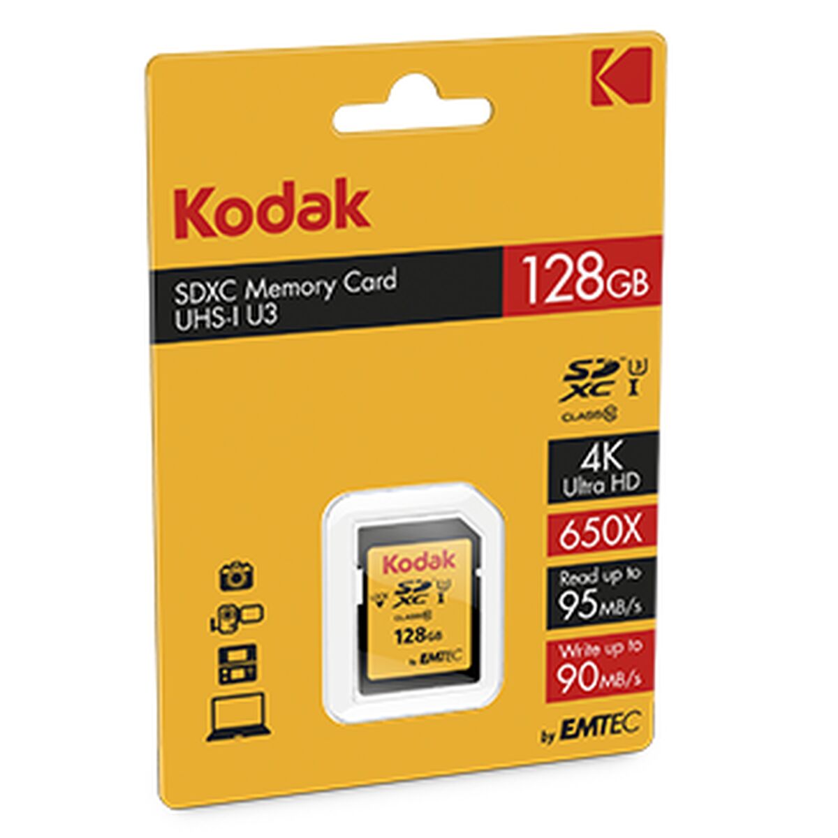 Carte Mémoire Micro SD avec Adaptateur Kodak EKMSD128GXC10HPRK 128 GB