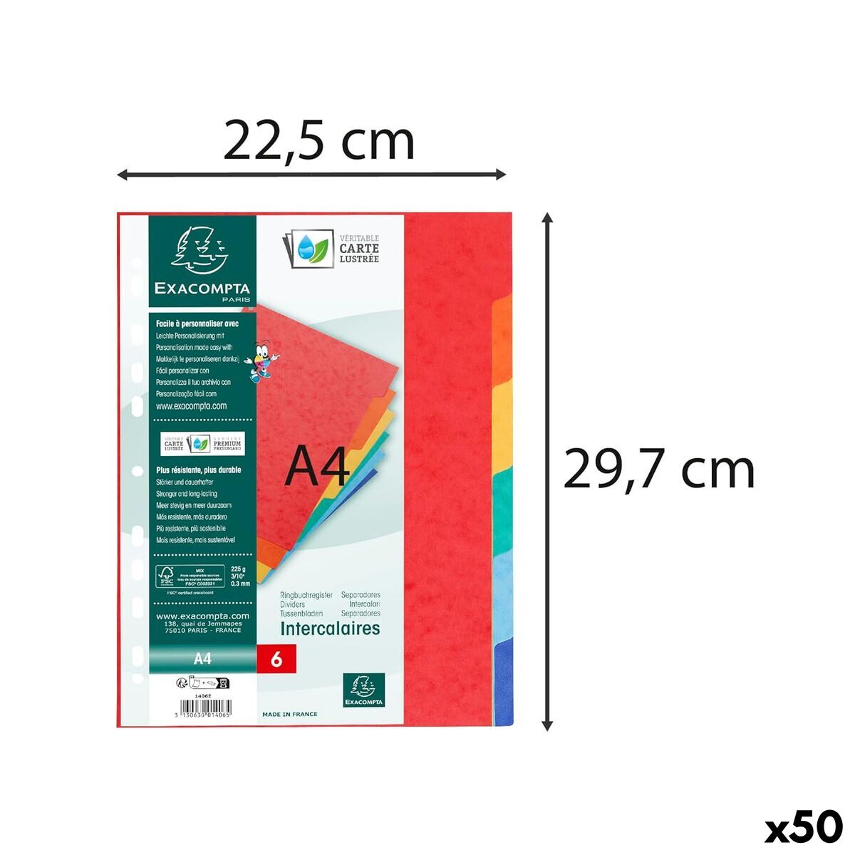 Séparateurs Exacompta NATURE FUTURE Multicouleur A4 (50 Unités)