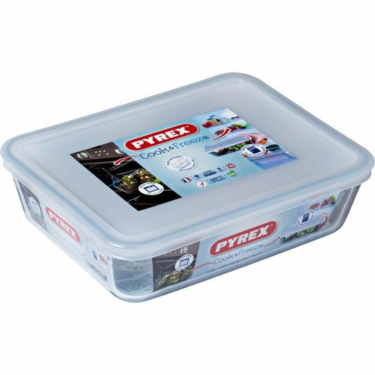 Récipient de Conservation des Aliments Pyrex Blanc Transparent Rectangulaire 1,5 L