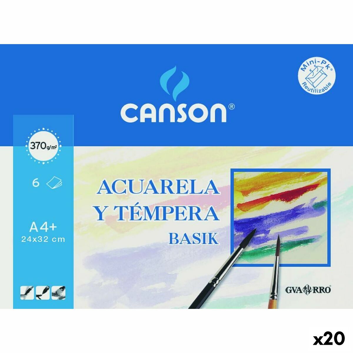 Papier pour aquarelle Canson Basik 6 feuilles (20 Unités)