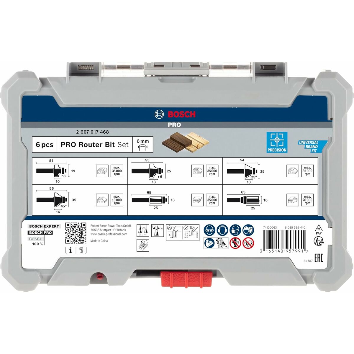 Kit de fraises multiusages BOSCH 6 mm 6 Pièces