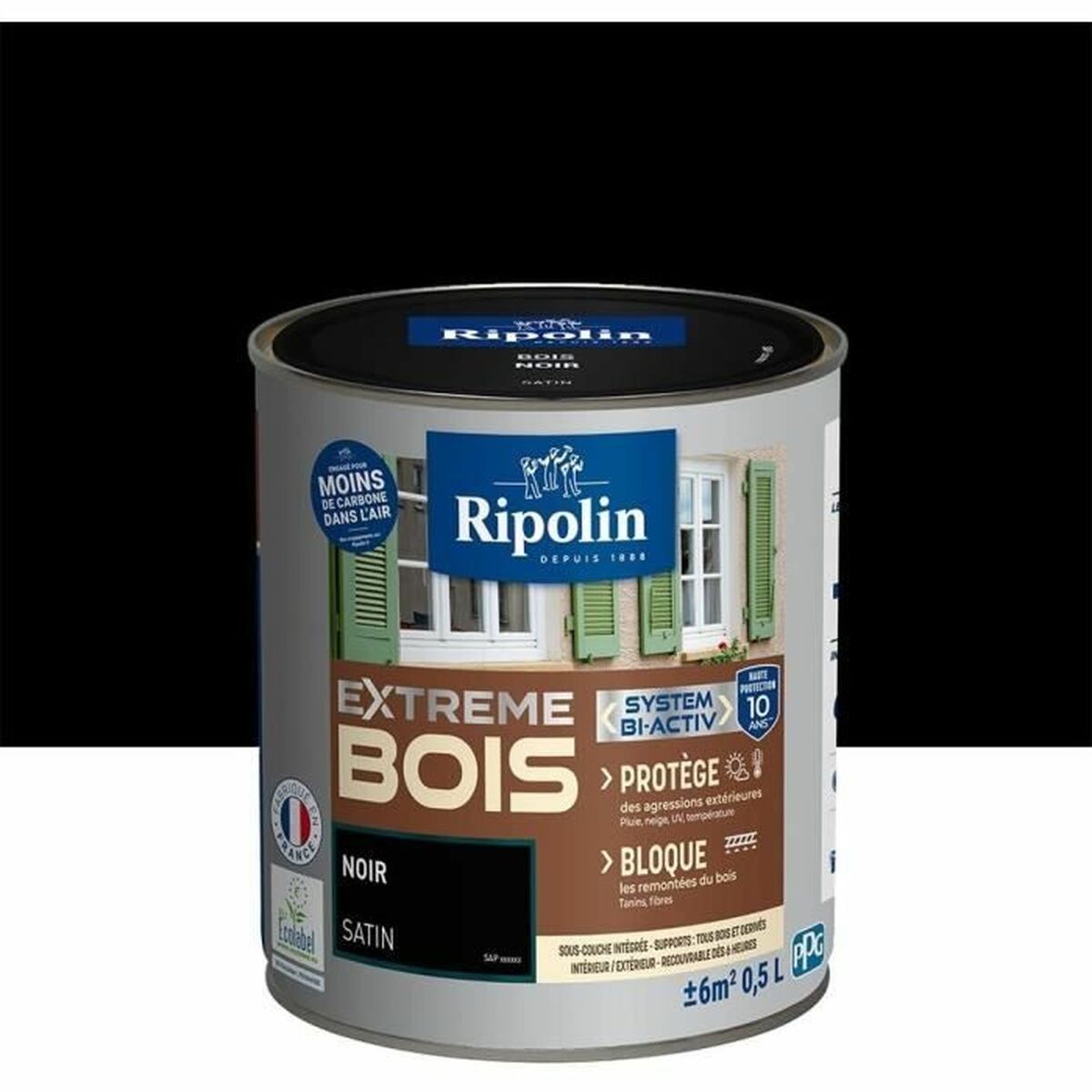 Peinture d'Apprêt Ripolin noir Satiné 500 ml