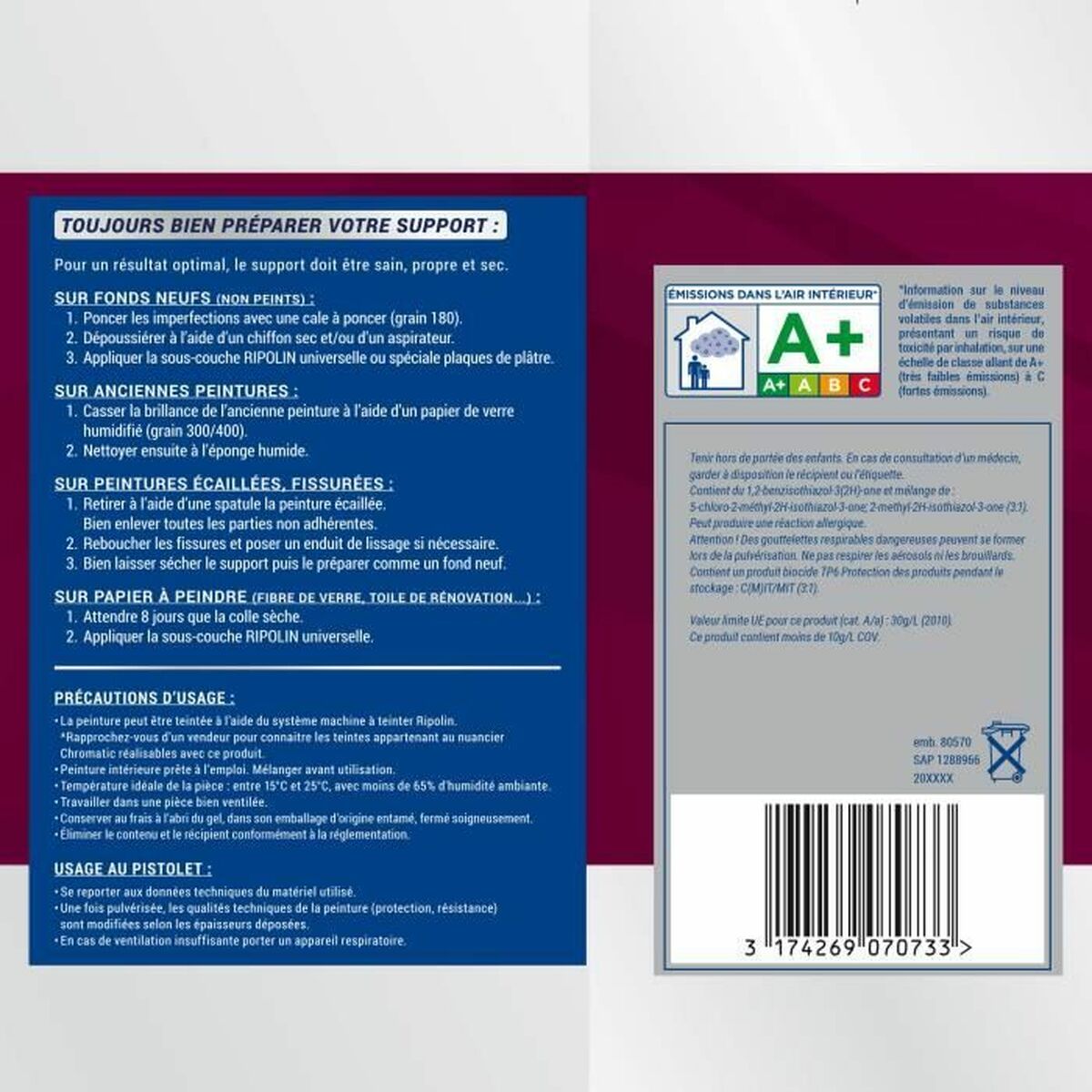 Peinture d'Apprêt Ripolin Blanc 10 L Mat