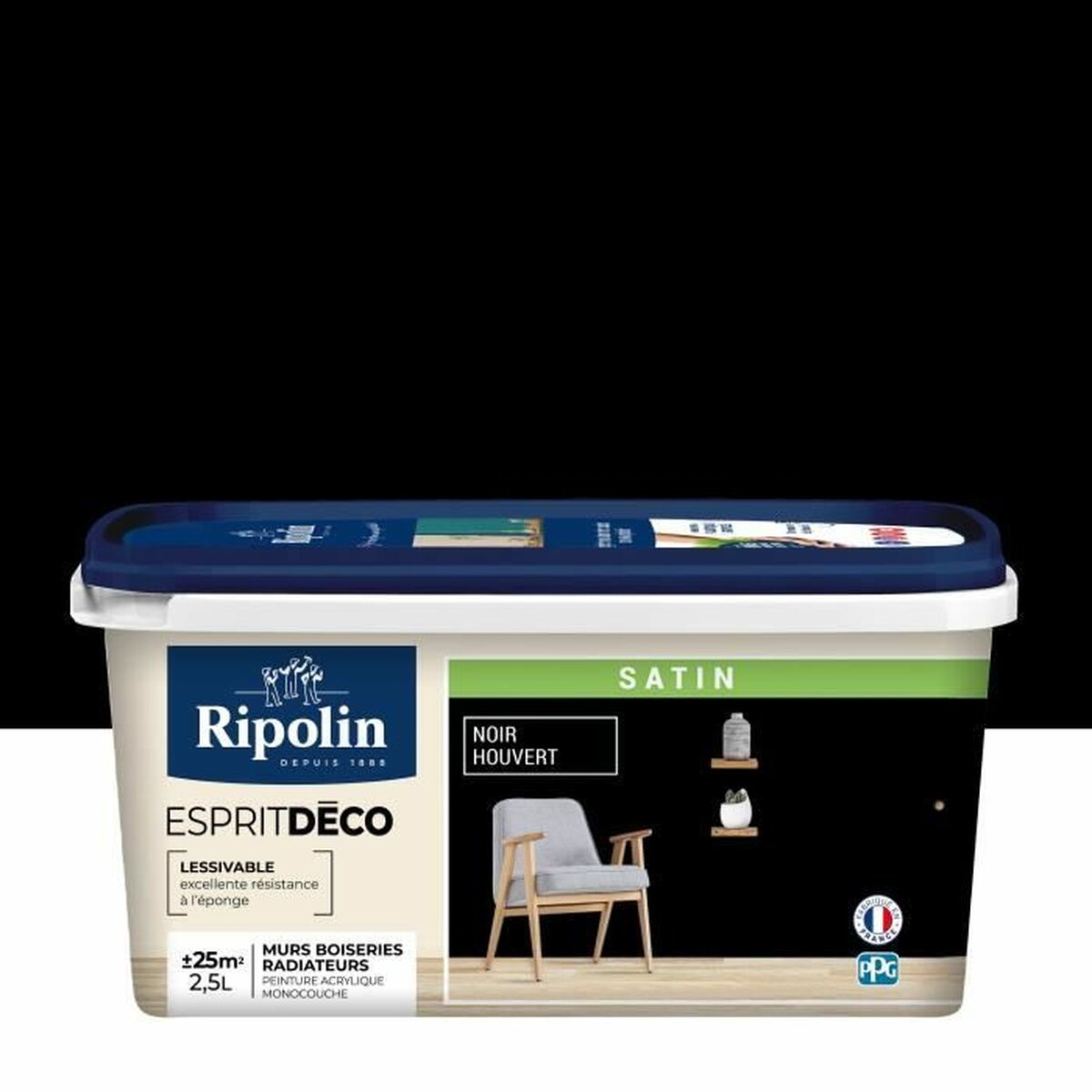 Peinture d'Apprêt Ripolin noir Satiné 2,5 L